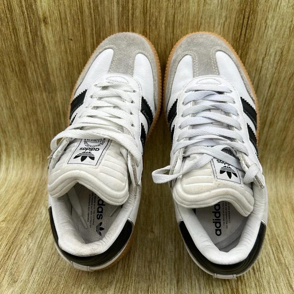 Adidas Samba Millennium Sneakers Youth Size 4.5 White Black Gum Leather JH6516